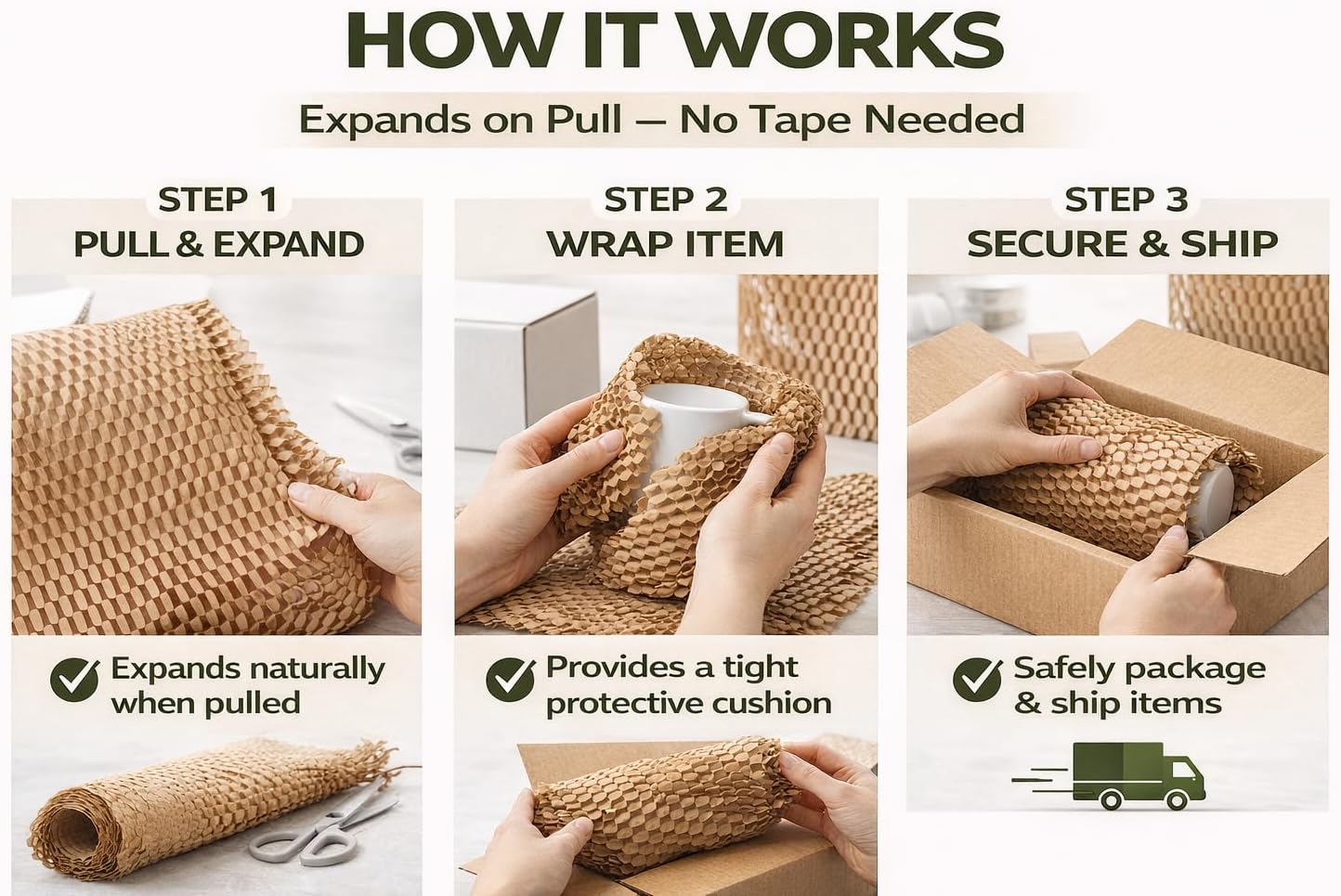 Honeycomb Packing Paper Roll – Eco Friendly Bubble Wrap Alternative for Fragile Shipping, Plastic-Free Honeycomb Wrap for Glass, Ceramics & Moving Supplies, (12"x150Ft)