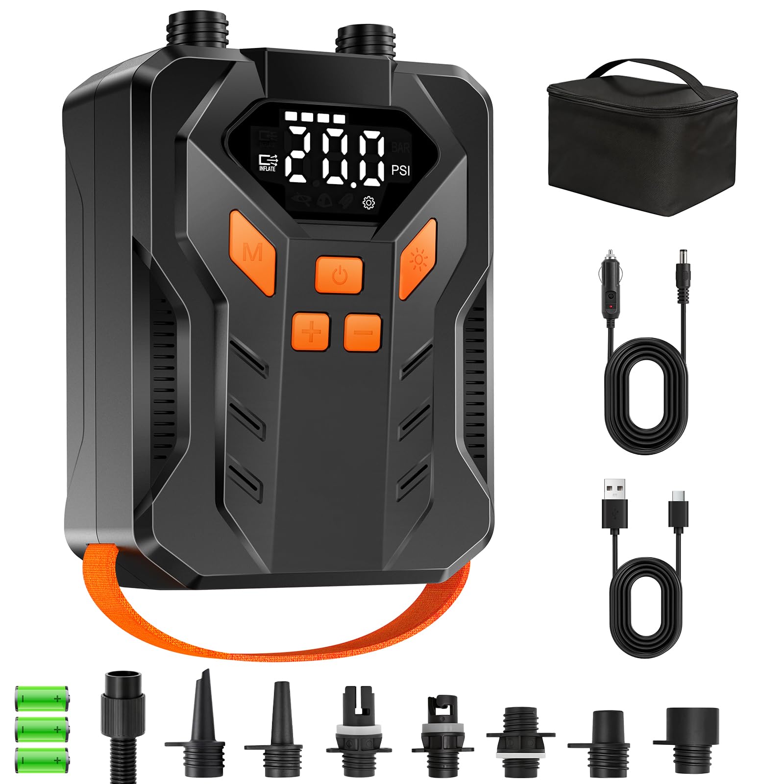 Rechargeable 20PSI Electric Paddle Board Pump, Inflation & Deflation