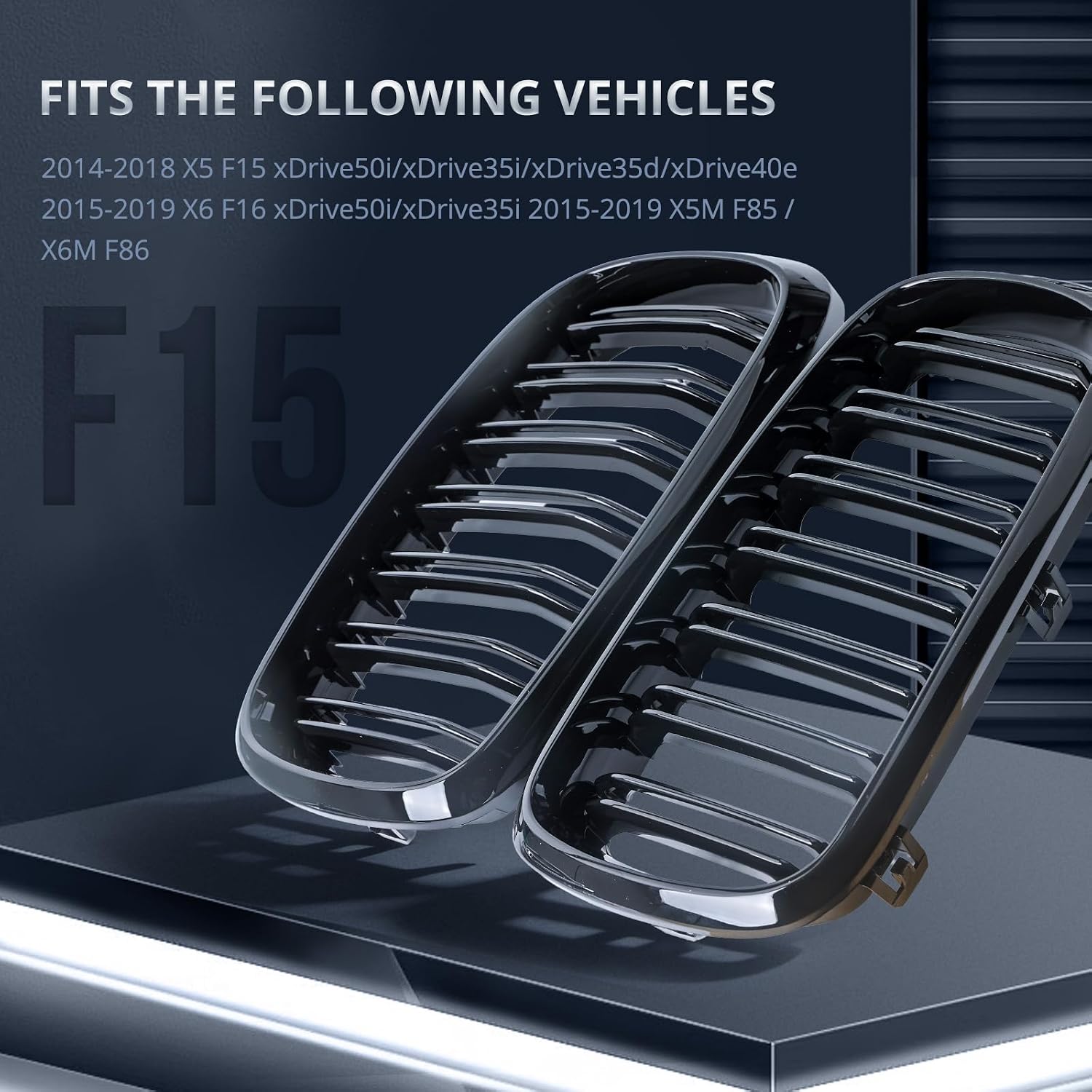 Joyzeal Double Slat Kidney Grille for 2014-2018 BMW X5 F15 X6 F16