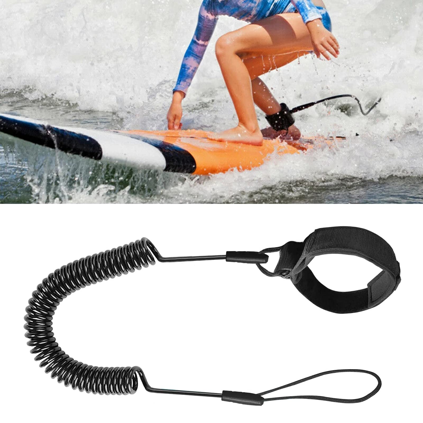 Leash da Surf Paddle Board Laccetto di Sicurezza a Spirale 5 mm 5 Piedi per Stand Up Surfboard Shortboard Bodyboard Blu