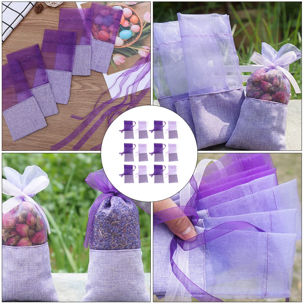 Healeved 96pezzi Sacchetti Profumati Alla Lavanda Borse Garza Per Armadi e Cassetti Organizzatori Per Gioielli Sacchetti Vuoti Per Spezie e Fiori Design Elegante e Delicato