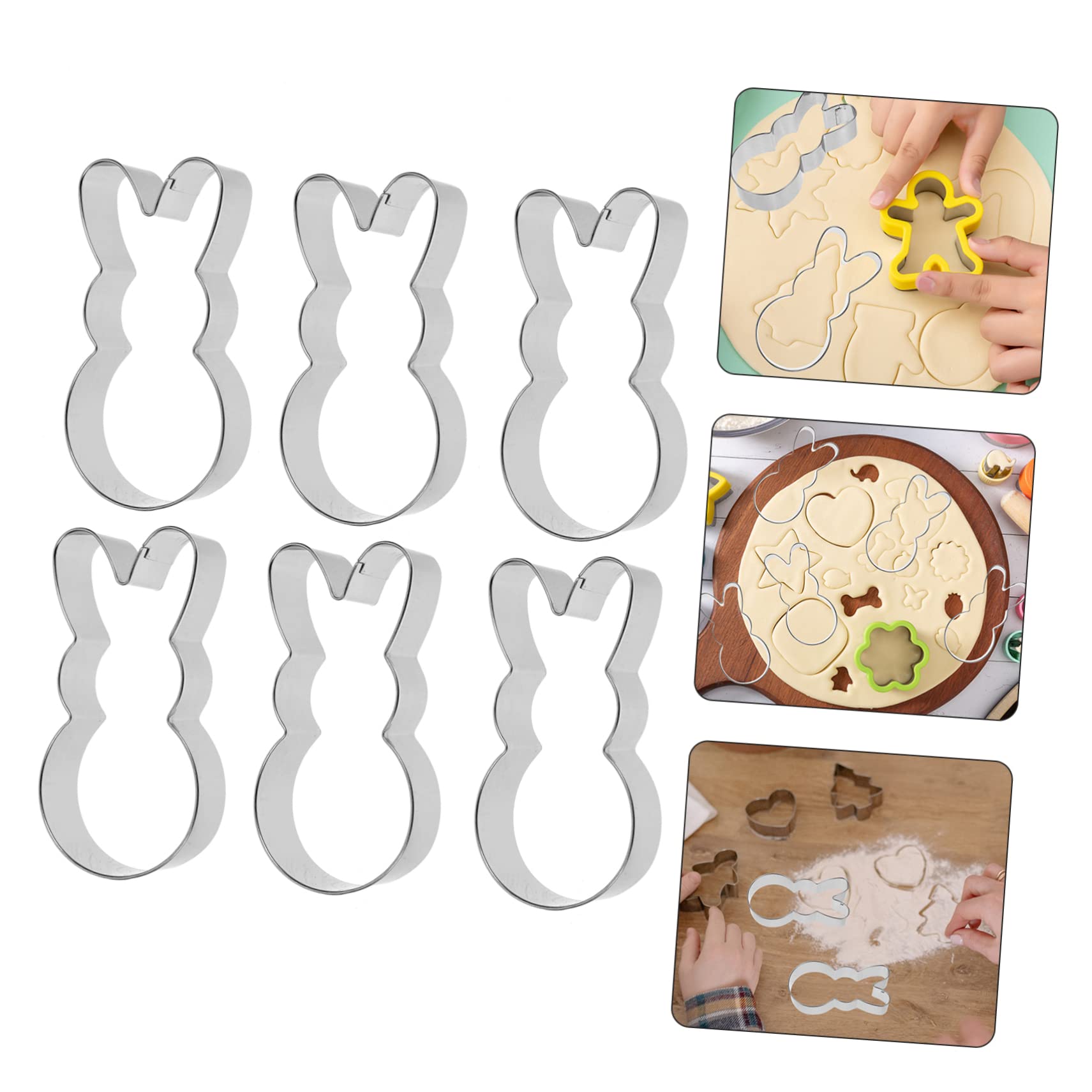 PRETYZOOM 5 Juegos Cortador De Galletas De Conejo Favor Equipo Tortita Kitchen Gadgets Cortadores De Galletas De Pascua Precioso Molde Para Galletas Acero Inoxidable Silver 6 Piezas * 5