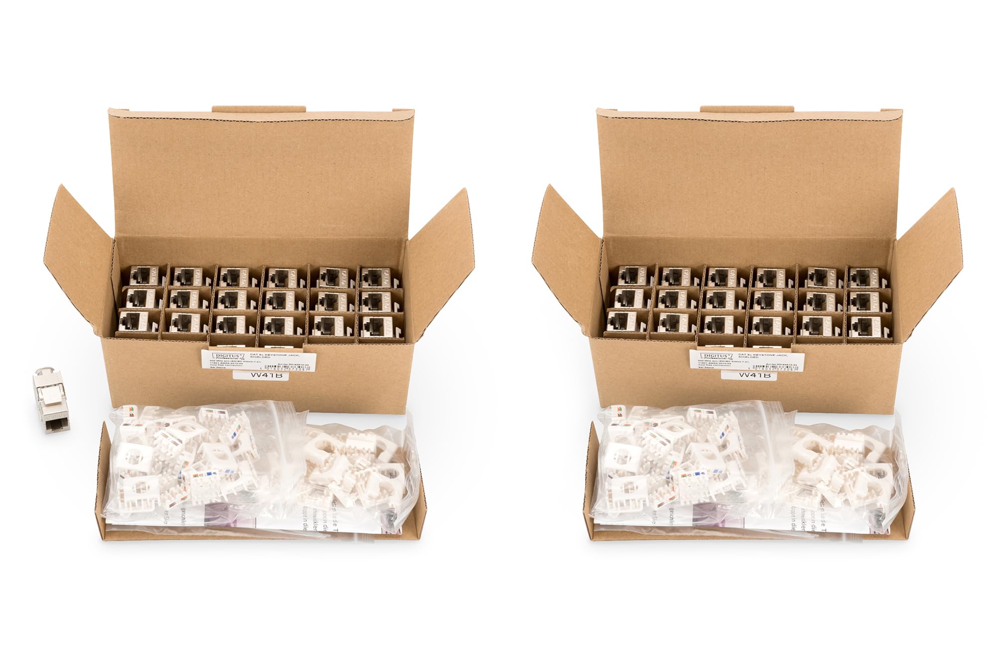DIGITUS Keystone Module Cat-6A Blindé - 48 pièces - RJ45 femelle - 500 MHz 10GBase-T - AWG 26-22 - Montage sans outils