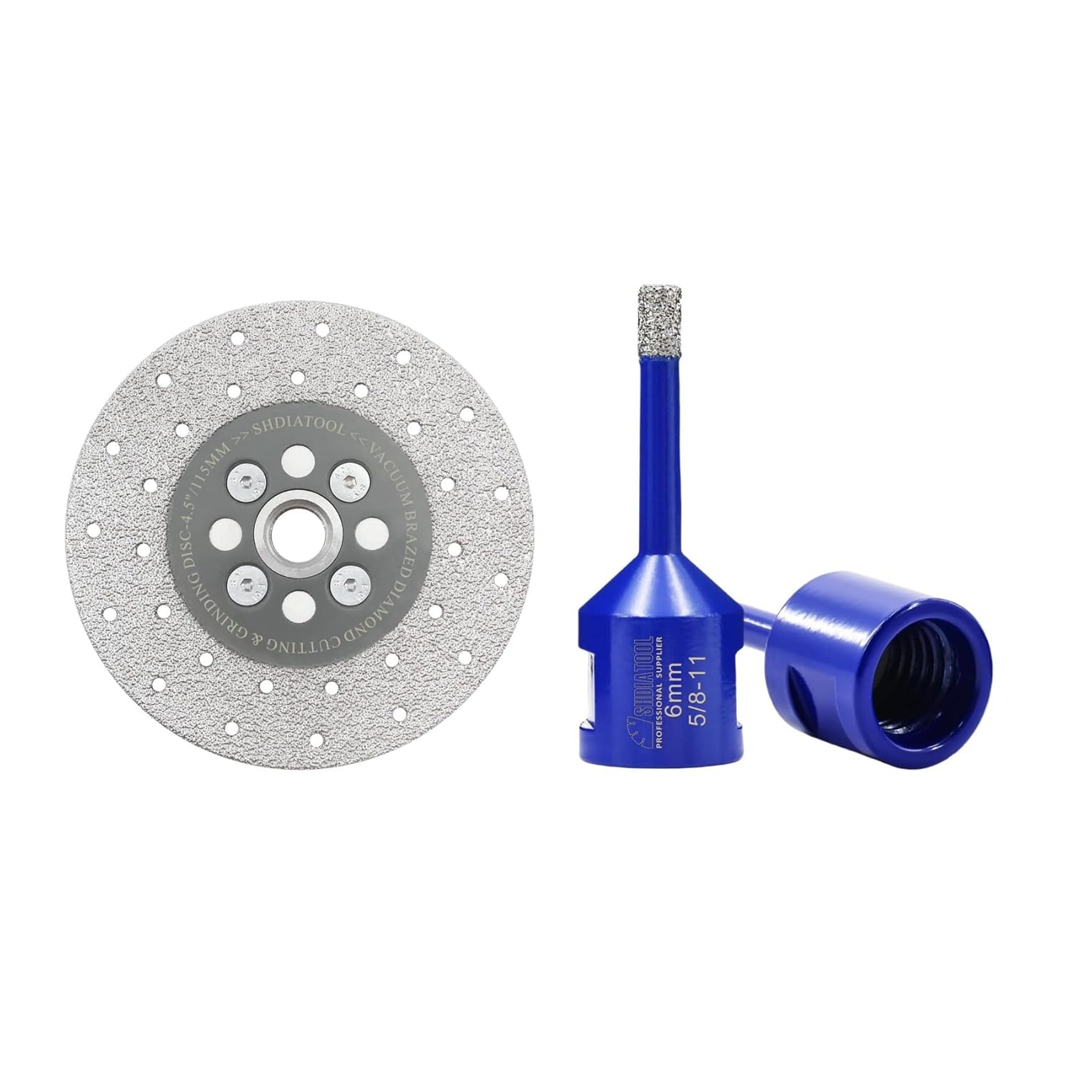 SHDIATOOL 4-1/2 Inch Diamond Cutting Grinding Disc Fits 5/8-11 Arbor for Marble Ceramic Double Sided Vacuum Brazed Fast Cutting Shaping Grinding Wheel