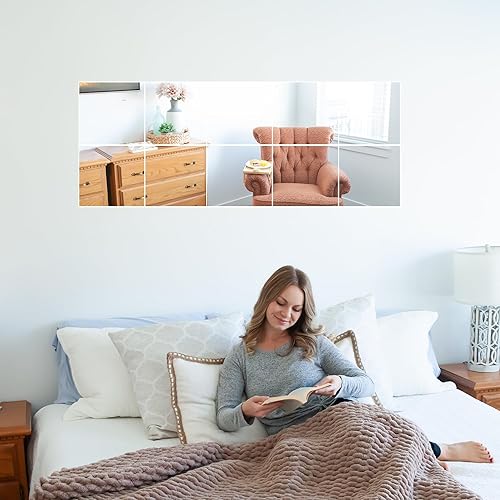 Miniatura 6 de Juego de láminas gruesas de espejo acrílico HD, sin vidrio, para despegar y pegar en la pared, dormitorio, baño, sala de estar, techo, azulejos de