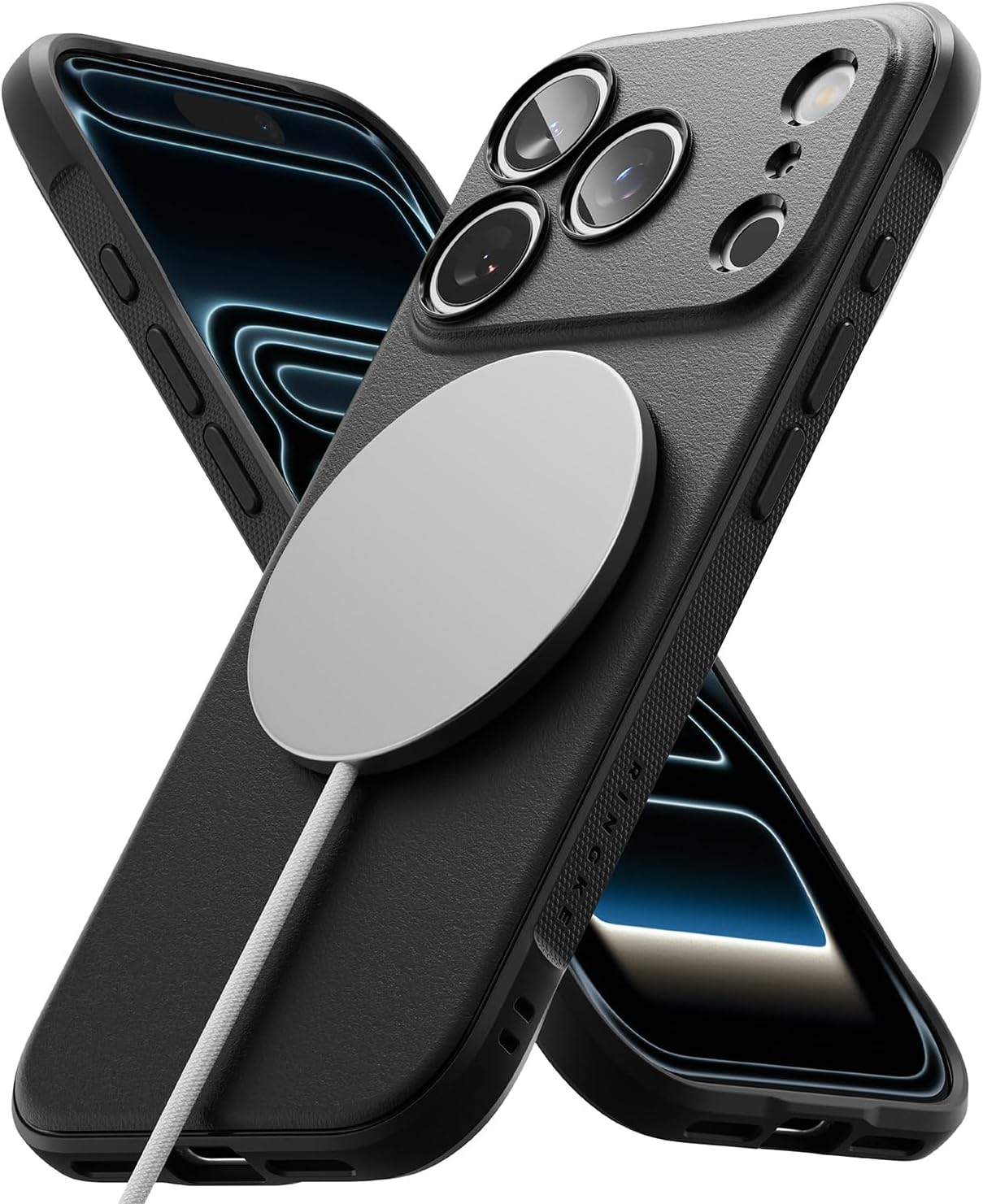 Ringke Onyx for iPhone 17 Pro Case, [Compatible with MagSafe] Oil & Dirt Resistant, Individual Lens Covers for Cameras, Non-Slip Enhanced Grip Lightweight Cover - Magnetic Black