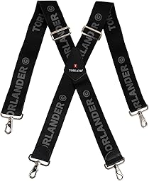 TORLAND® Hosenträger Herren extra stark, mit Rindsleder, 5 cm breit mit Karabiner-Verschluss, für Arbeitshose, Motorradhose | 135 cm lang, verstellbar bis Körpergröße 2 m