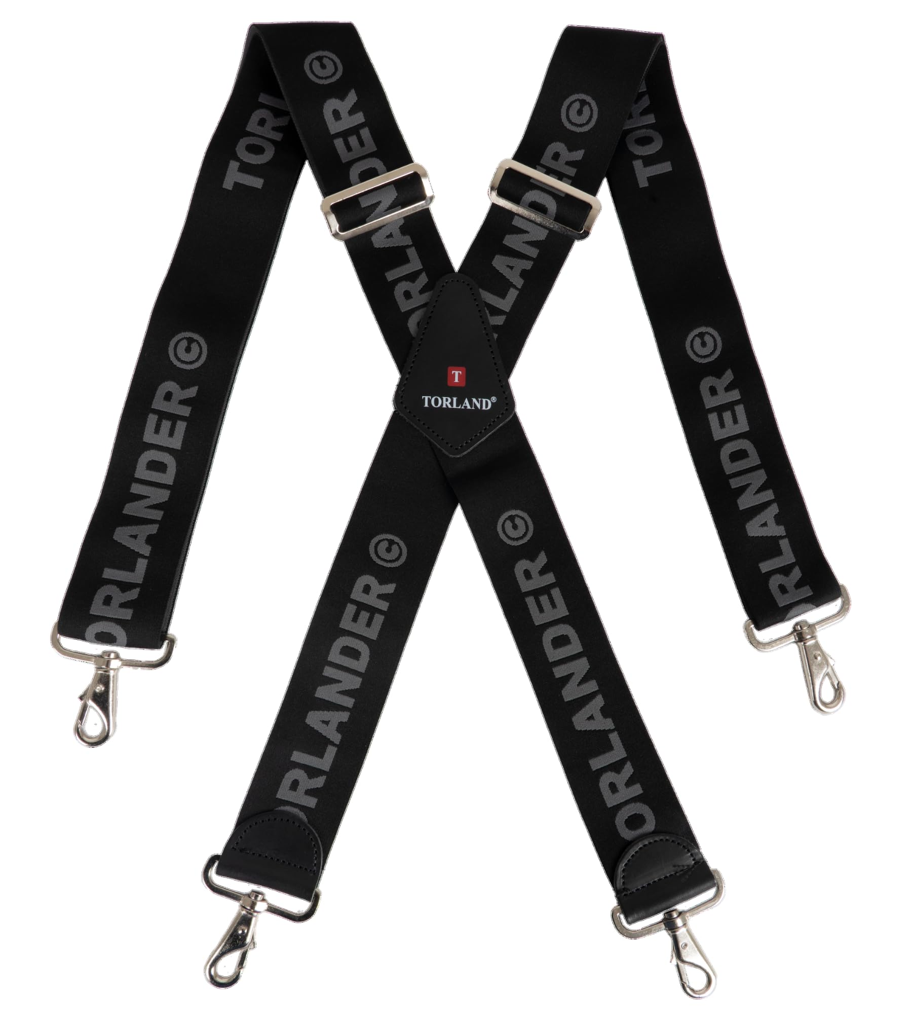 Hosenträger Herren extra stark, mit Rindsleder, 5 cm breit mit Karabiner-Verschluss, für Arbeitshose, Motorradhose | 135 cm lang, verstellbar bis Körpergröße 2 m