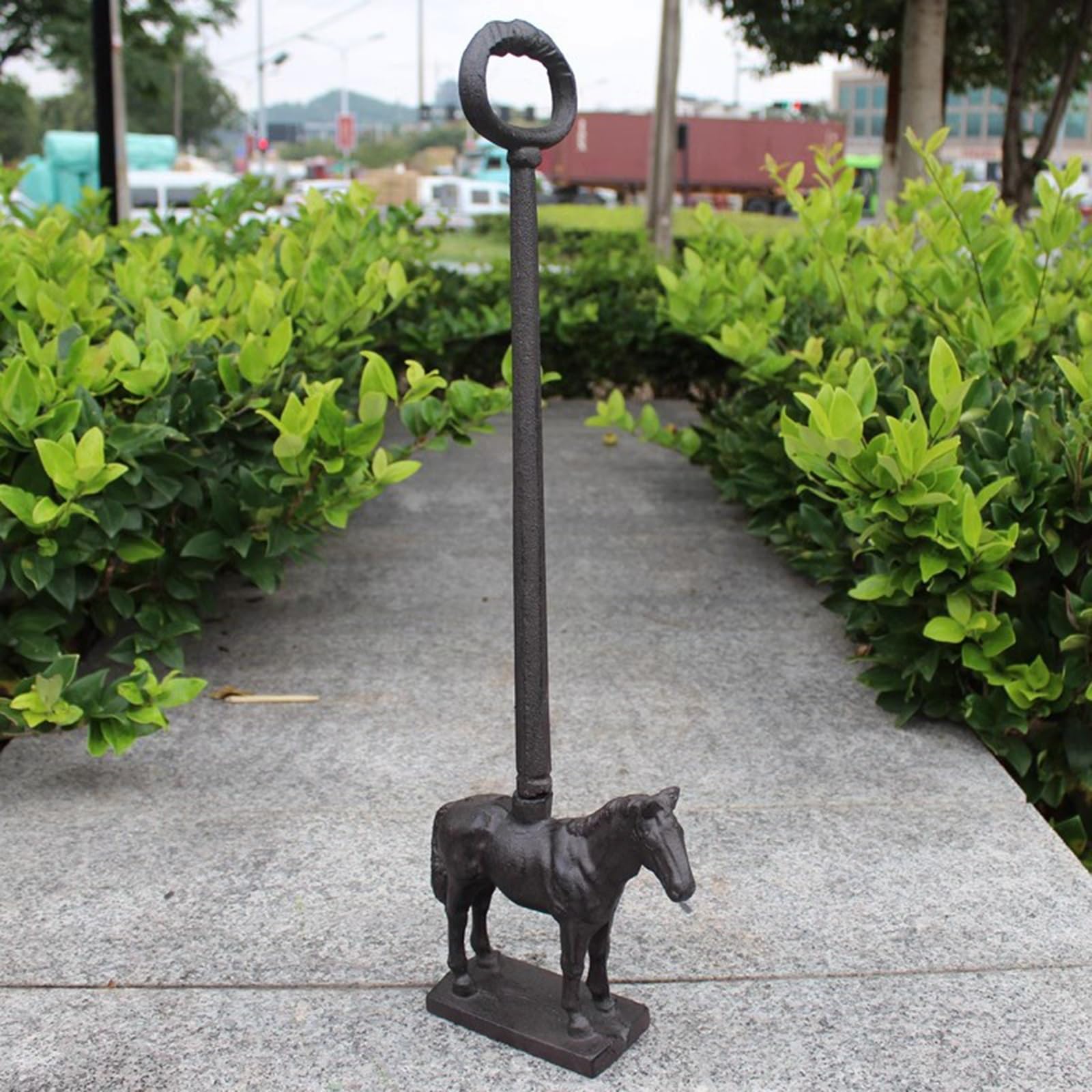 Cale de Porte Butée De Porte En Fonte Massive, Panneau avec Cheval, Résistance De Porte Haute avec Poignée De Transport, Poids pour Maintenir La Porte Ouverte(Black)