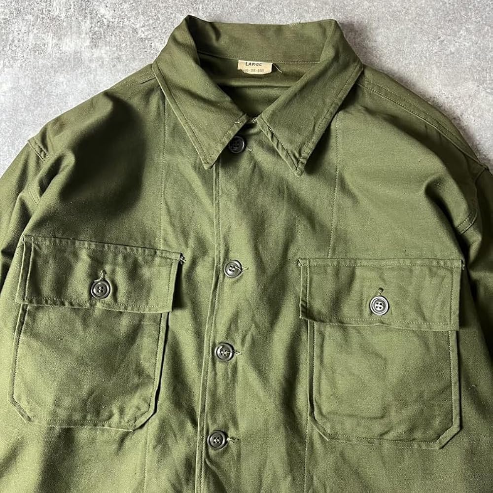 60s 米軍 初期型 OG107 コットン ユーティリティ シャツ 1st 後期 Amazon.co.jp: 60s US ARMY 米軍実物 OG-107 コットン サテン