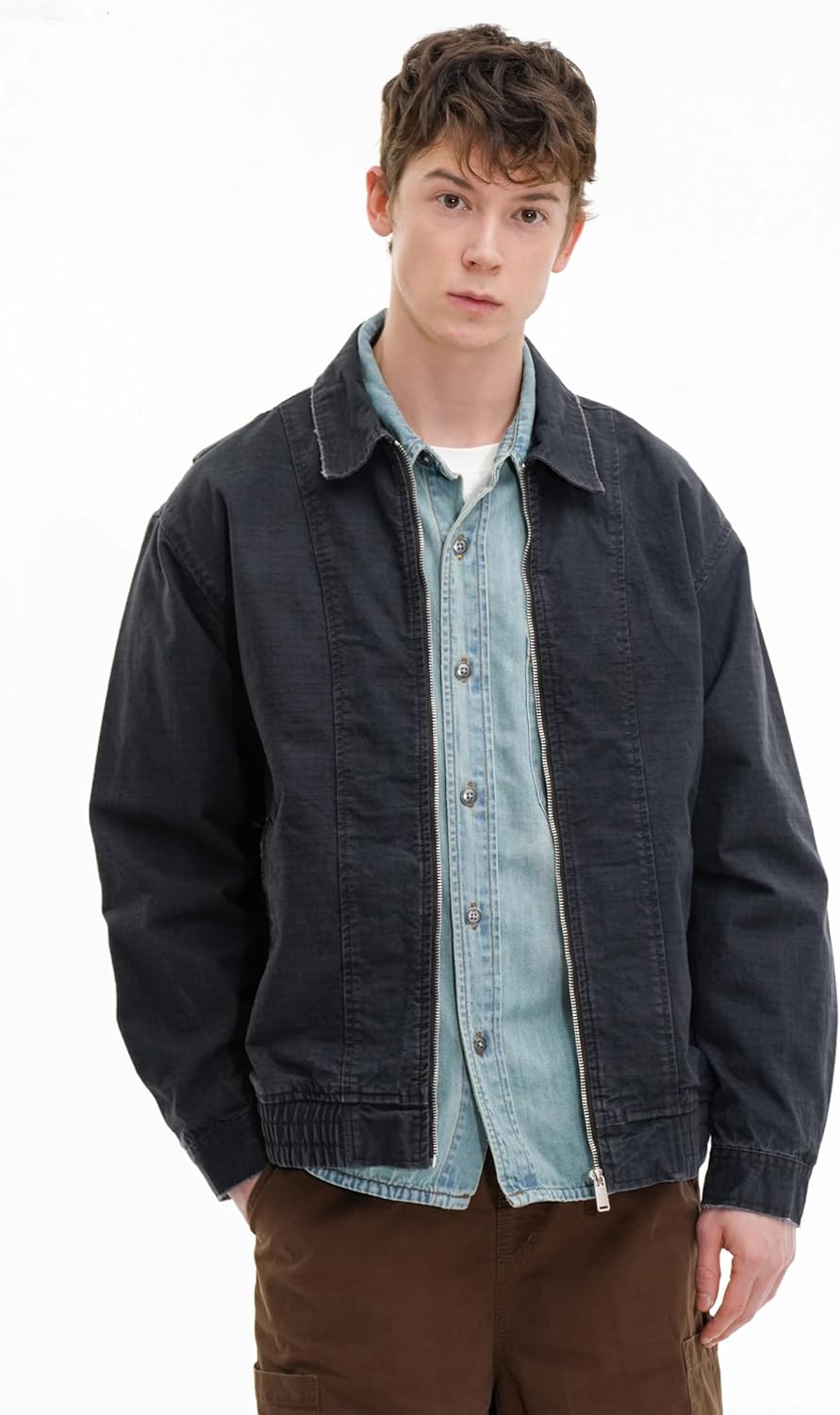 American retro Coat men's spring loose casual short jacket
