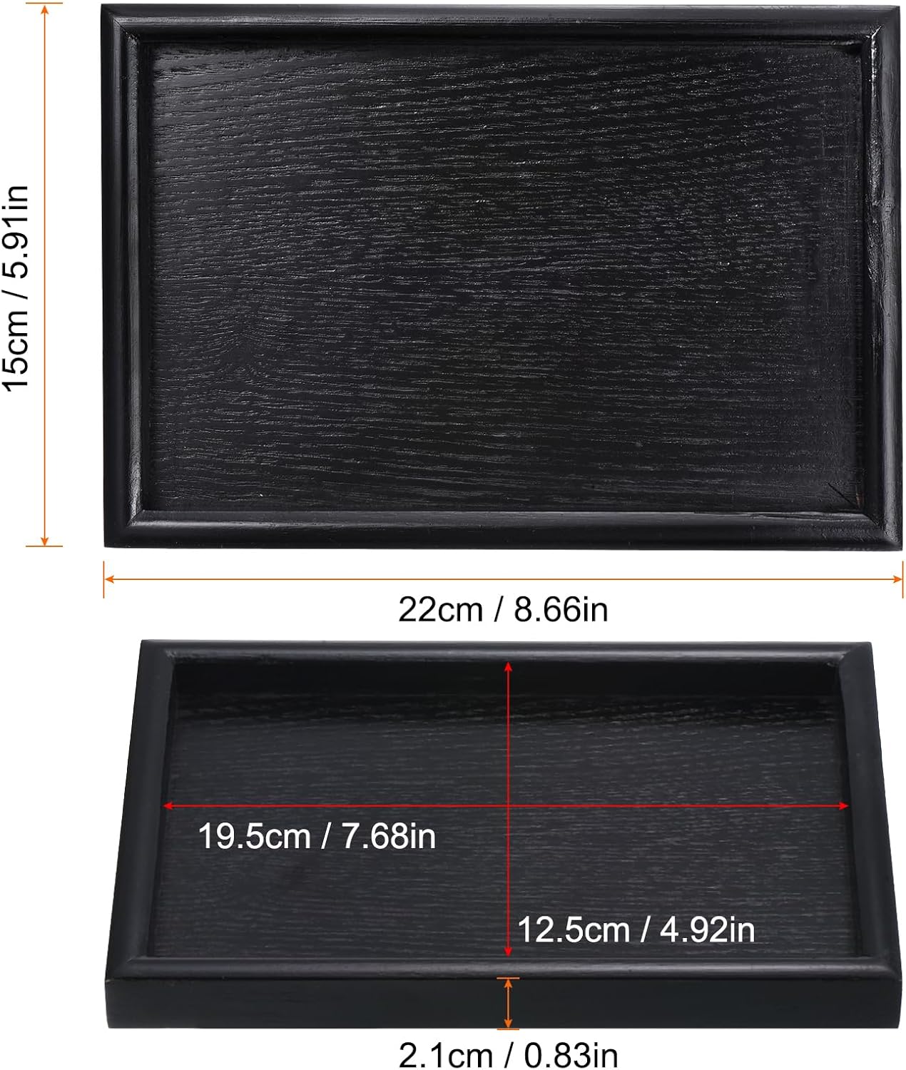 PATIKIL Wood Serving Tray 9x6 Inch Outer Base, Rectangular Decorative Platter for Home Decor Kitchen Table Candle Holder, Black