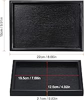 Vista 2 de PATIKIL Bandeja de madera para servir de 9 x 6 pulgadas, base exterior, bandeja decorativa rectangular para decoración del hogar, mesa de cocina