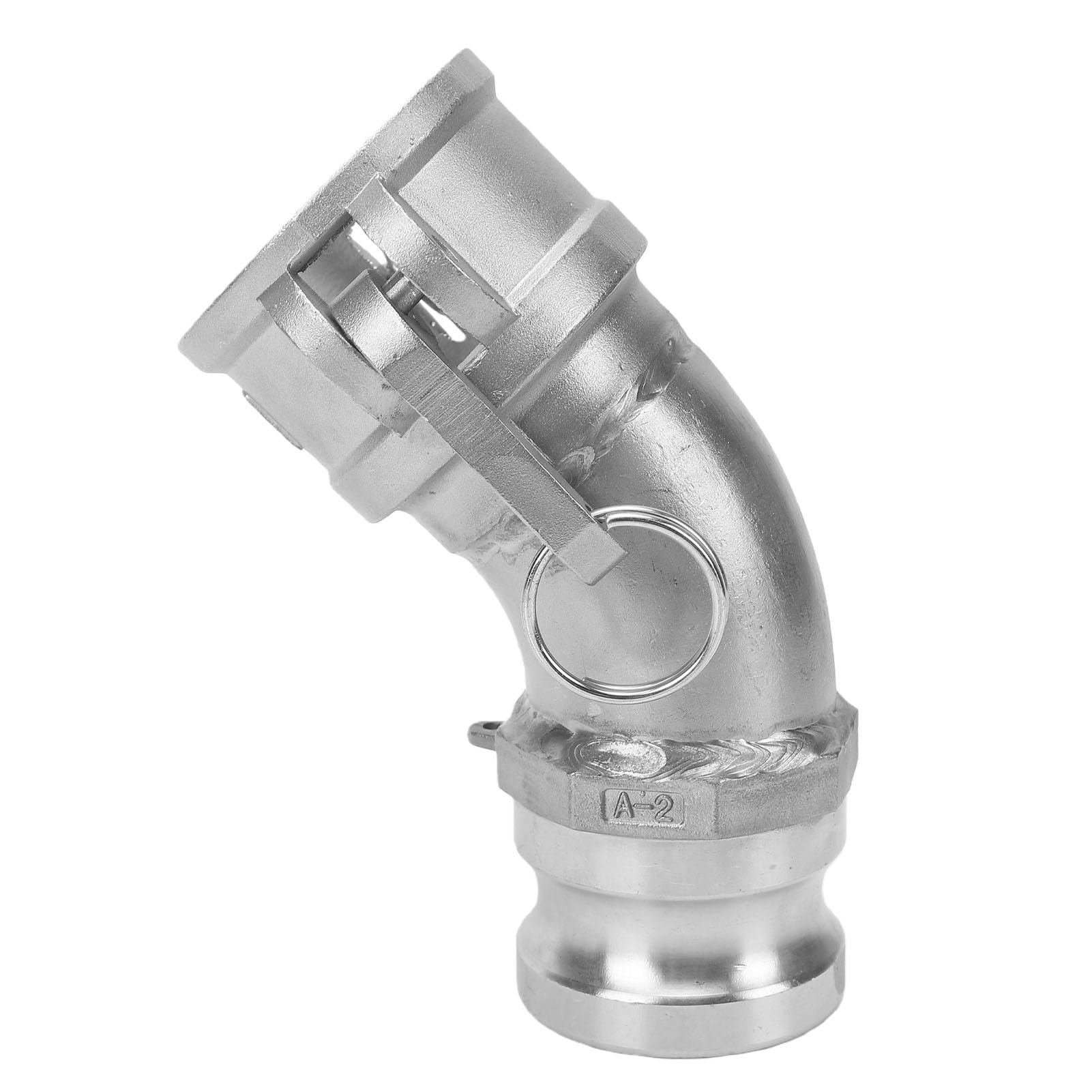 VBESTLIFE Conector de Manguera con Ranura y Leva DA, Codo de 45 Grados | Acoplamiento de manguera Camlock de rosca hembra de 2 pulgadas x rosca macho de 2 pulgadas, para agua gasolina aceite