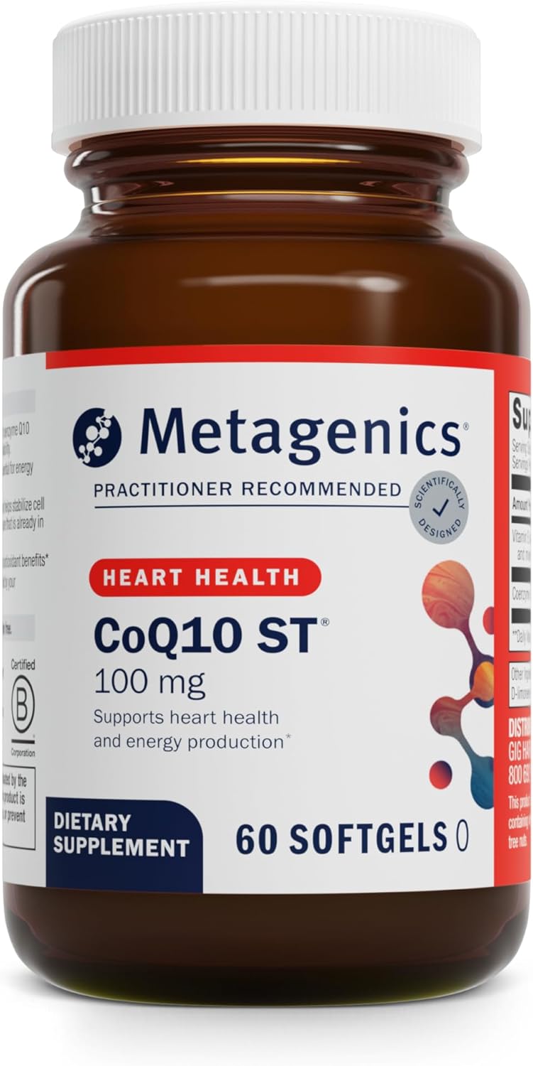 Metagenics CoQ10 ST-100-100 mg Ubiquinone with Vitamin E for Heart, Energy & Antioxidant Support* - Non-GMO, Gluten-Free, Soy-Free - GMP Certified Facility - 60 Softgels