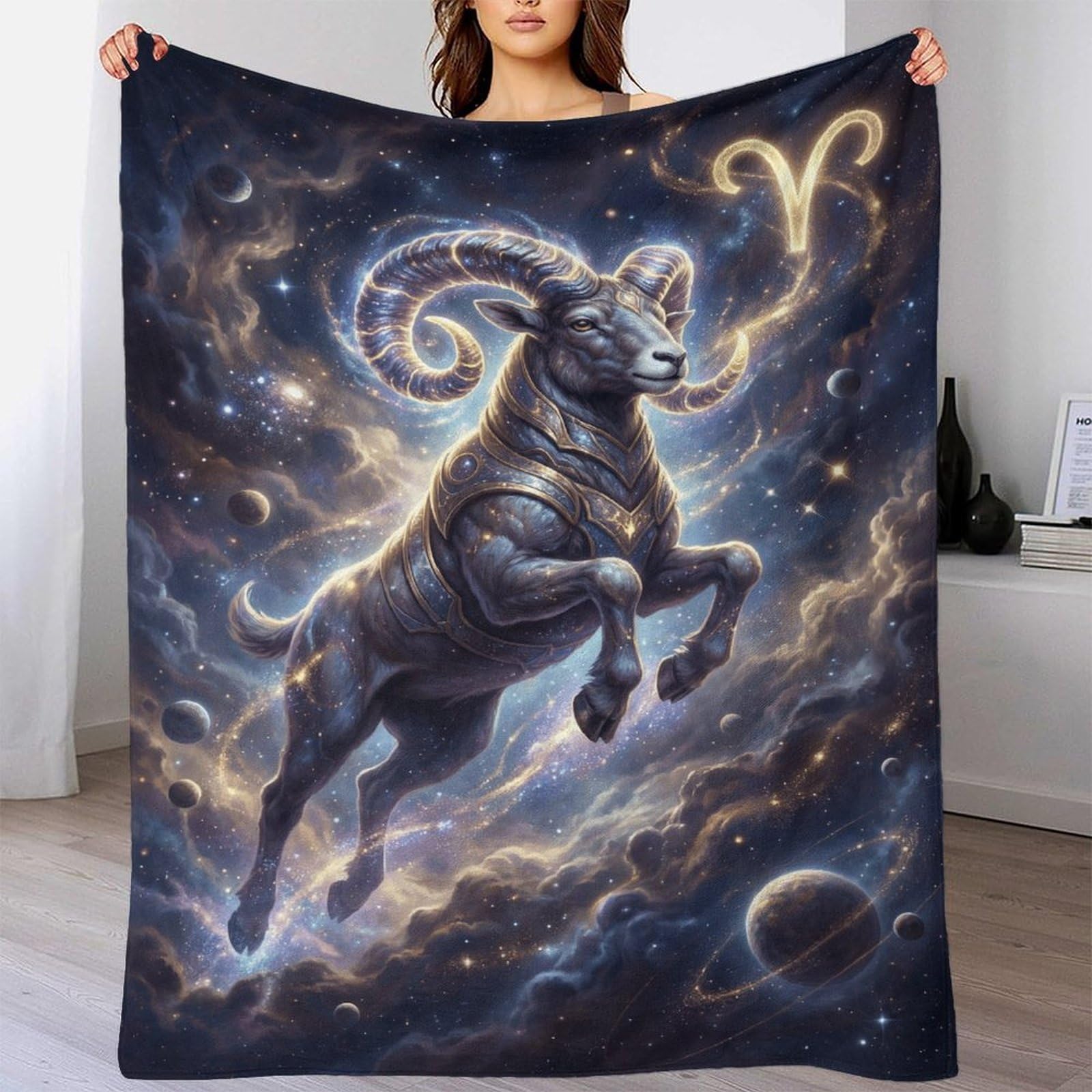 W7C8U2X3 Aries Zodiac for for Flannel Throw Blanket, Sofa Living Room