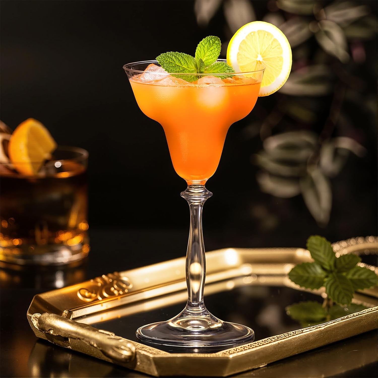 KAMMAK Crystal Margarita Glasses 6.7oz Coupe Glasses Set of 2, Classic Cocktail Glassware for Espresso Martini, Manhattan, Vintage Bar Drinkware for Wedding, Party, Beach, Anniversary