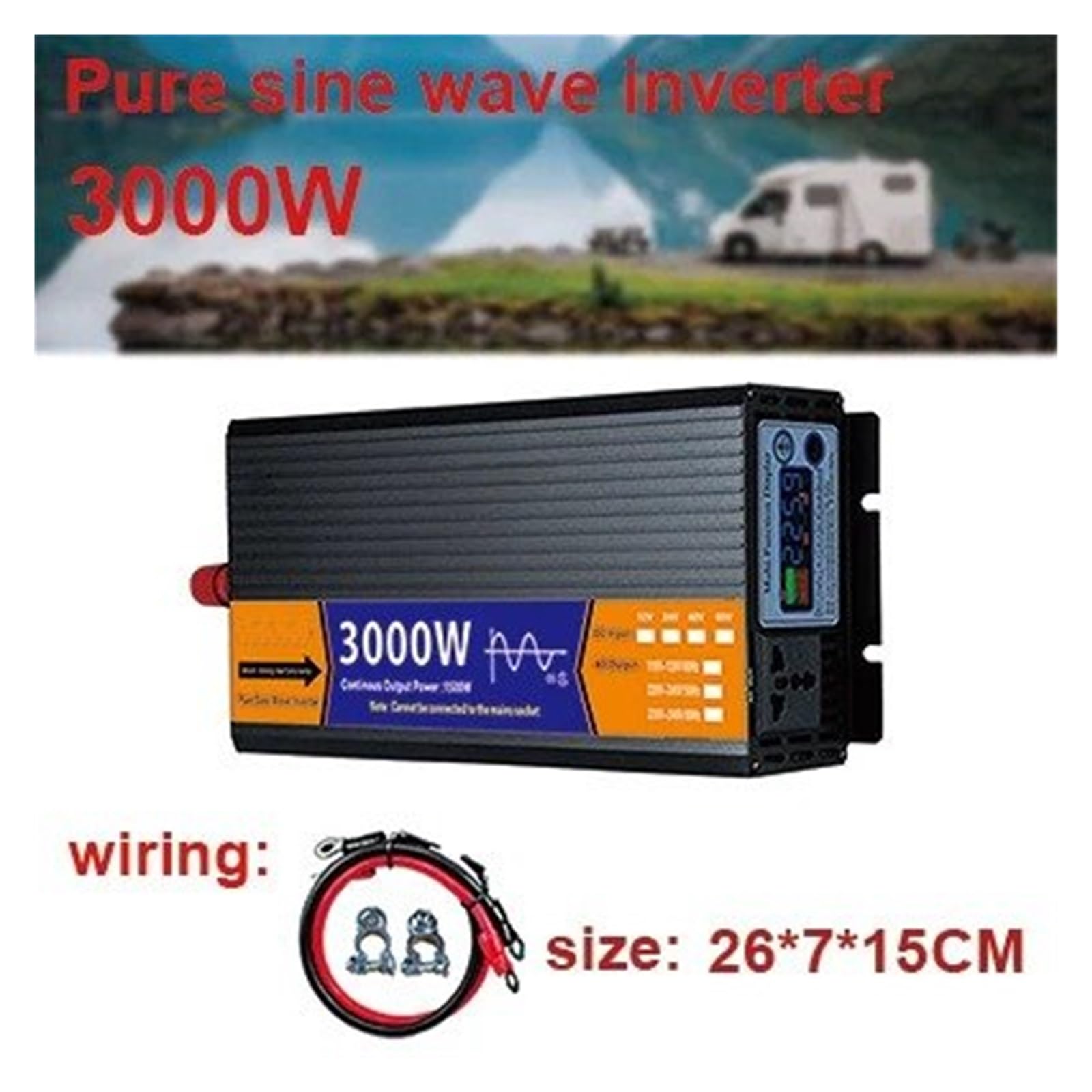 Inversor Onda Sinusoidal Pura con Transformador Voltaje Pantalla LCD Solar CC 12 V/24 V/48 V/60 V A CA 110 V/220 V 2000 W 3000 W 4000 W 5000 W Convertidor(24V,127V 60HZ,3000W)
