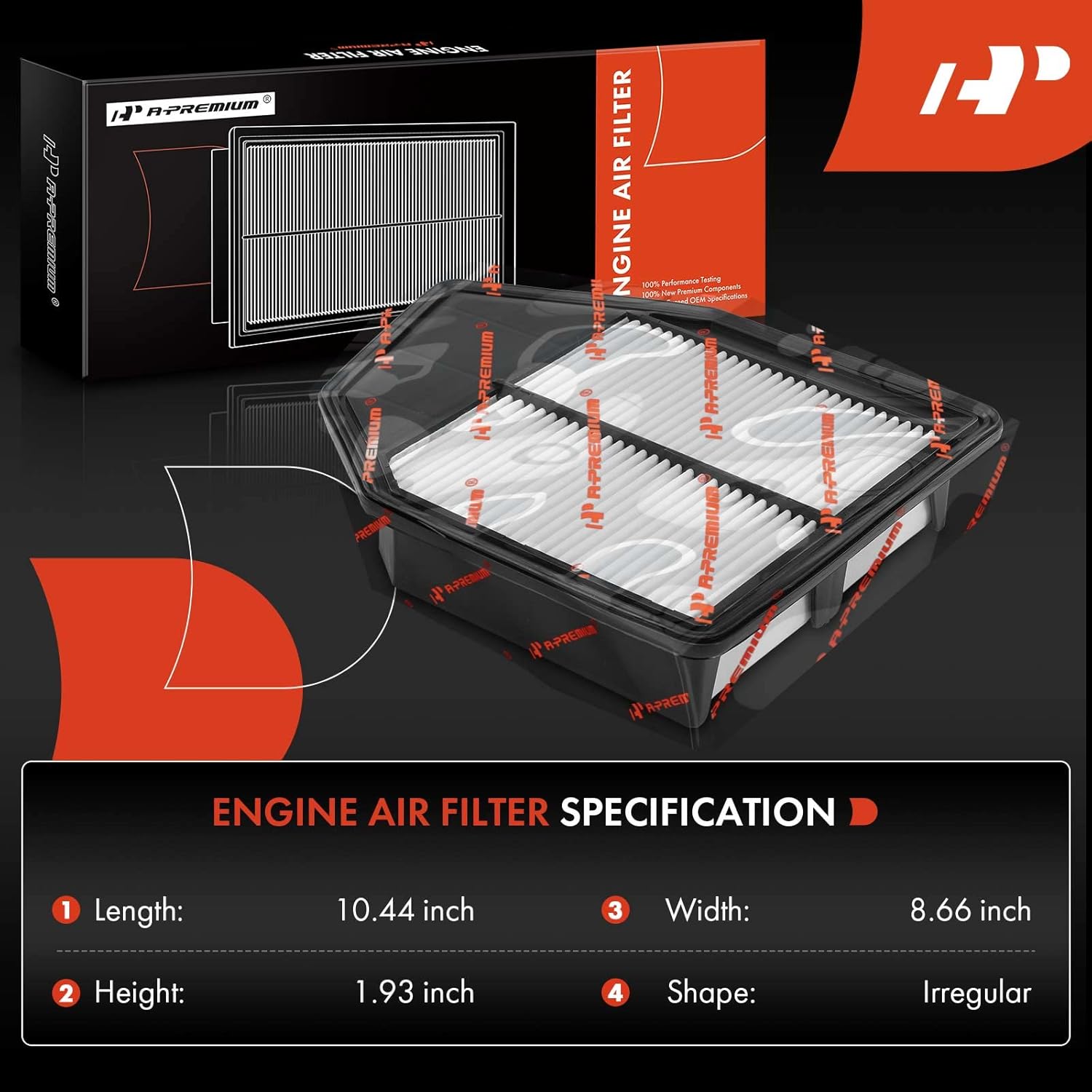 A-Premium 2-PC Engine Air Filter Compatible with Honda Models - Accord 2008 2009 2010 2011 2012, Crosstour 2012 2013 2014 2015 - L4 2.4L - Replace# 17220-R40-A00