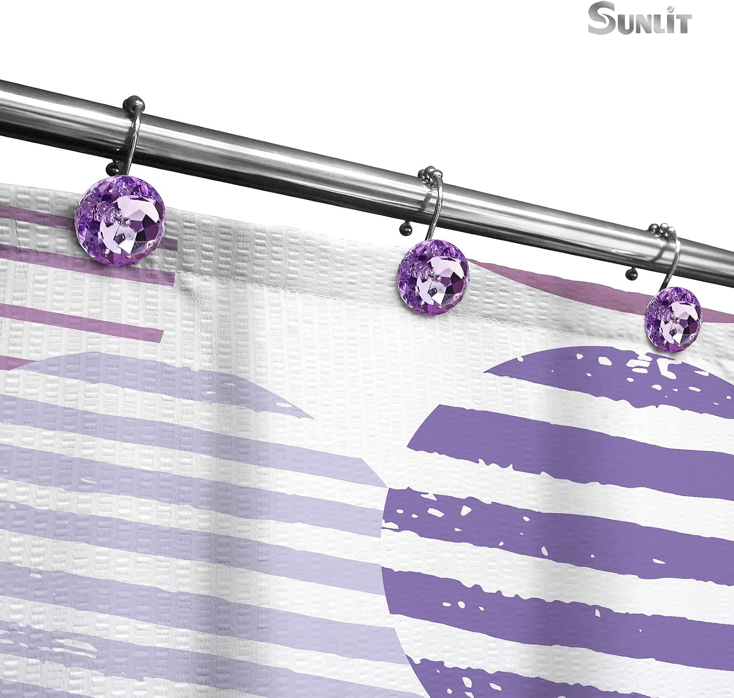 Sunlit Round Rhinestone Shower Curtain Hooks with Glide Balls, 12 Pack image 4