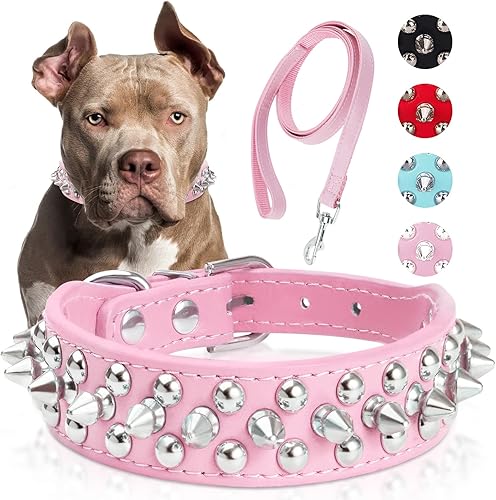 Miniatura 6 de Collar de espiga dorada para perros, collares de perro con cadena de oro Epesiri, collar de perro con púas, collar de perro con tachuelas de piel