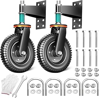 6 Inch Heavy Duty Gate Wheel, 650 lb Capacity, Fits Metal Tube Gates and Wooden Gates, 360° Swivel Spring-Loaded Caster. Gate Wheel for Smooth Operation. Equipped with Installation Tools, 2 Pack