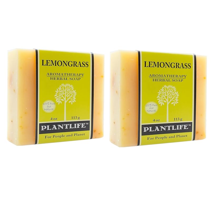 Sabonete em barra de capim-limão Plantlife, artesanal, vegano, pacote com 2