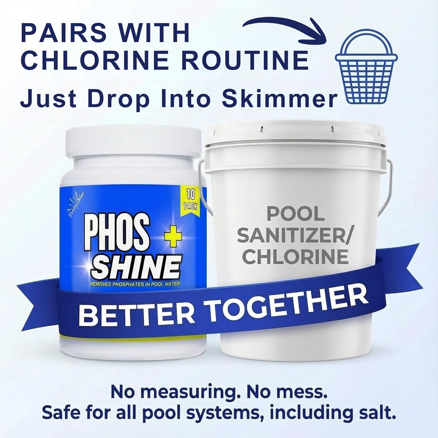 Phosphate Remover Pool Tablets - Quick Dissolve Skimmer Tabs, Individually Wrapped, 1 Tablet Treats 10,000 Gallons, Removes Up to 500 ppb, Salt and Chlorine Safe, Pool Chemicals, 10 Pack - BubbyShine