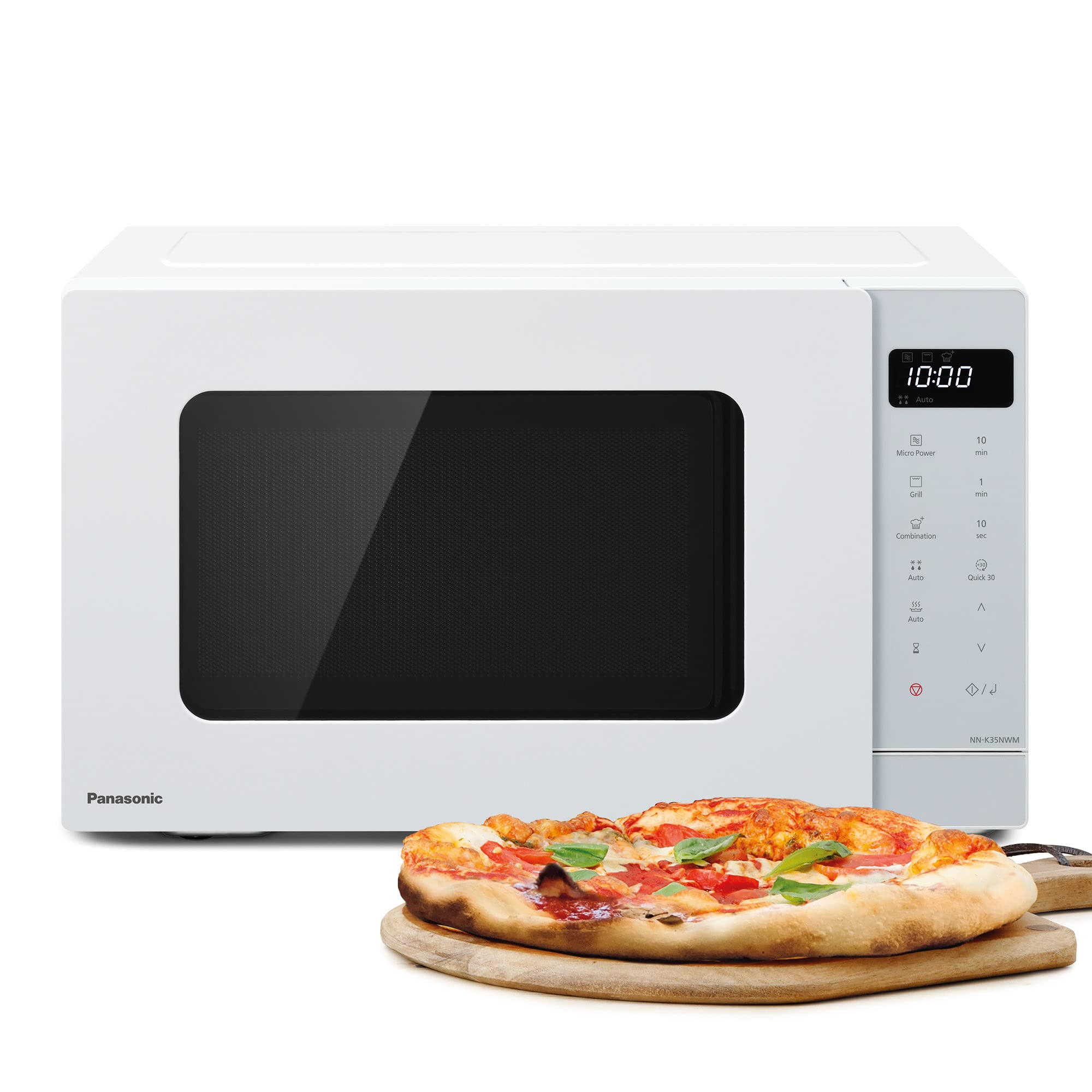 Panasonic NN-K35NWMEPG, Four à Micro-Ondes Gril, 24 Litres, Puissance de 900W, 8 Programmes Automatiques, Cuisson combinée, Blanc