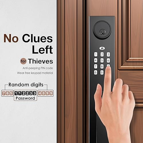 Miniatura 4 de Juego de 1 cerradura de puerta de entrada sin llave, mango de teclado electrónico con cerrojo, cerradura inteligente con control de aplicación y