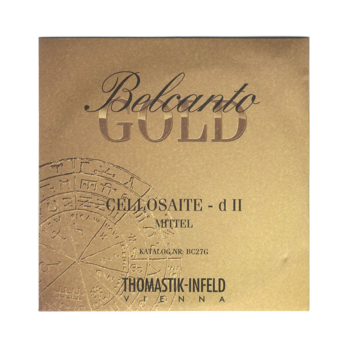 Thomastik Corde Violoncelle 4/4 Belcanto Gold - corde Re noyau acier, filage en alliage Multi-composite, moyen