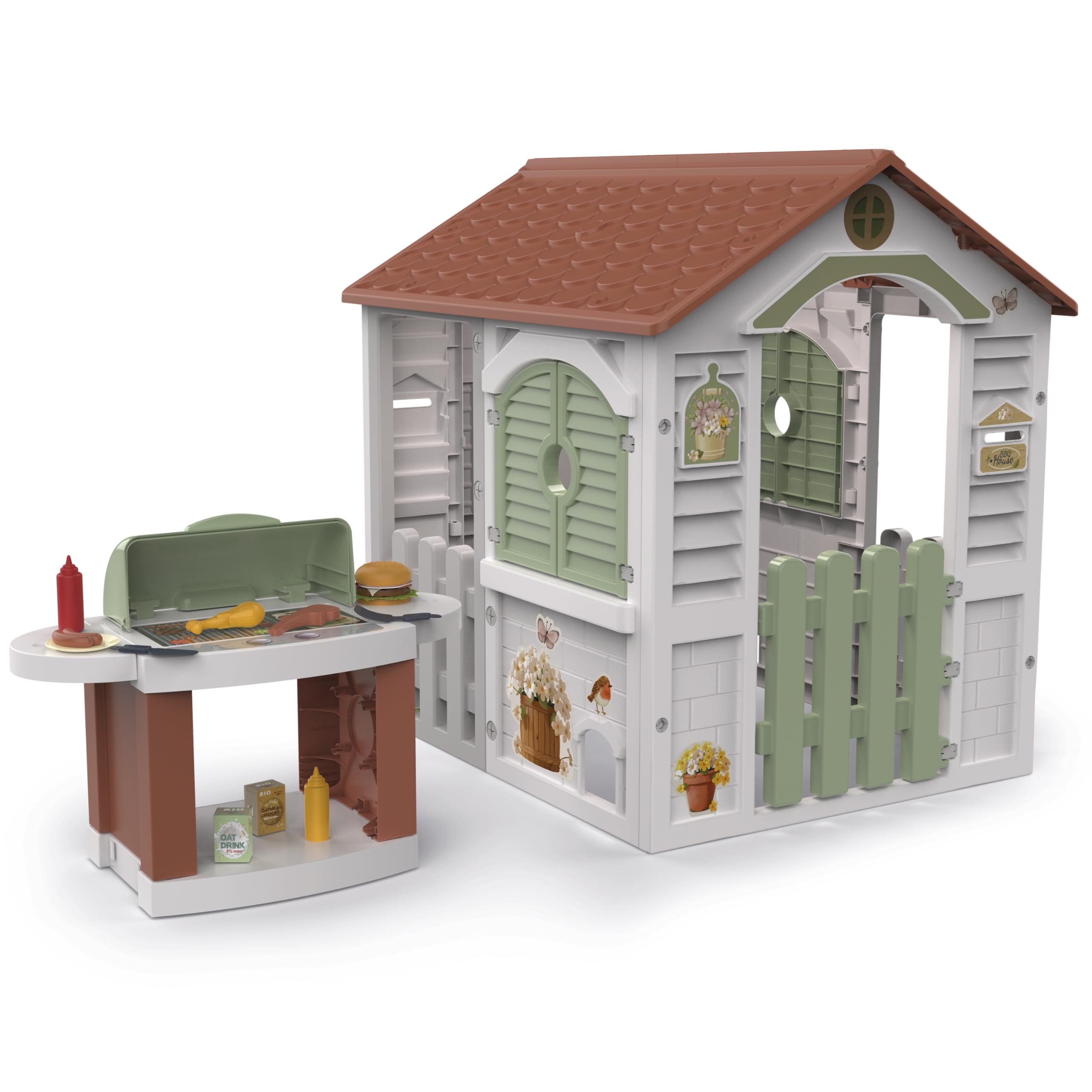 Chicos - Casita + Barbacoa Infantil Exterior con 19 Accesorios | Montaje y desmontaje Sencillo y rápido | A Partir de 2 años (89705)