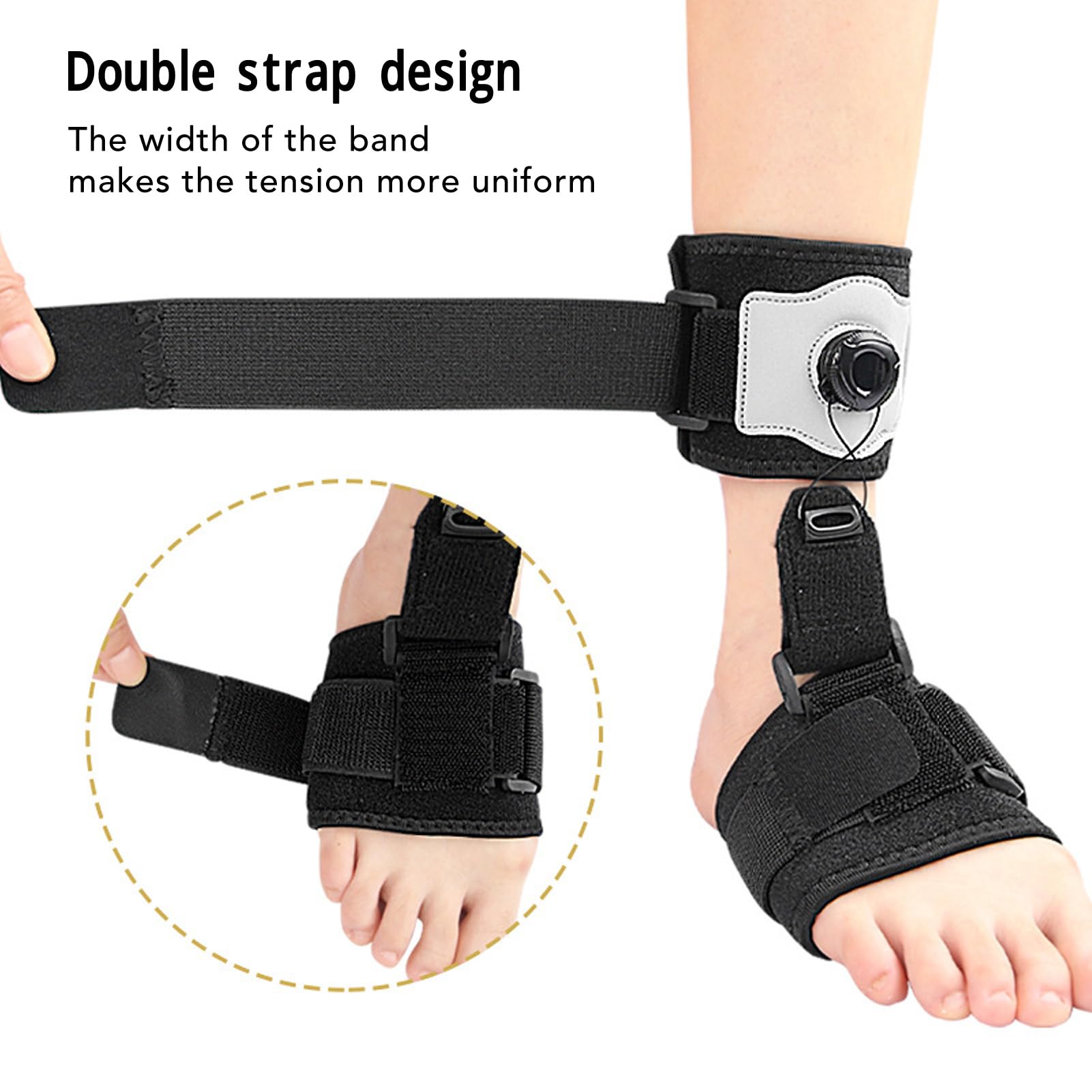 AFO Attelle de Pied pour Homme et Femme, Réglable – Utilisation de Jour et de Nuit, Taille Libre, Bouton de Réglage – Doux et Respirant – Soutien Efficace de la Démarche pour la