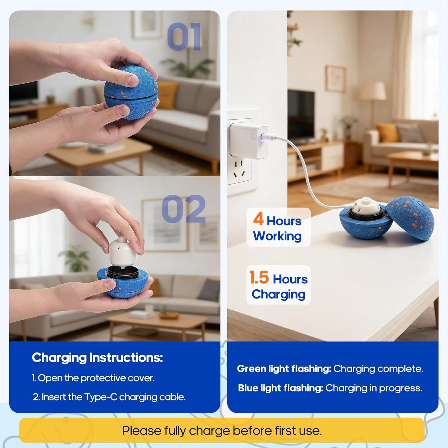 Interactive Dog Toys Ball with Chew-Resistant E-TPU Material, Smart Automatic Rolling Ball Toys for Small, Medium & Large Dogs, 2 Modes Rechargeable Moving Bouncing Dog Ball