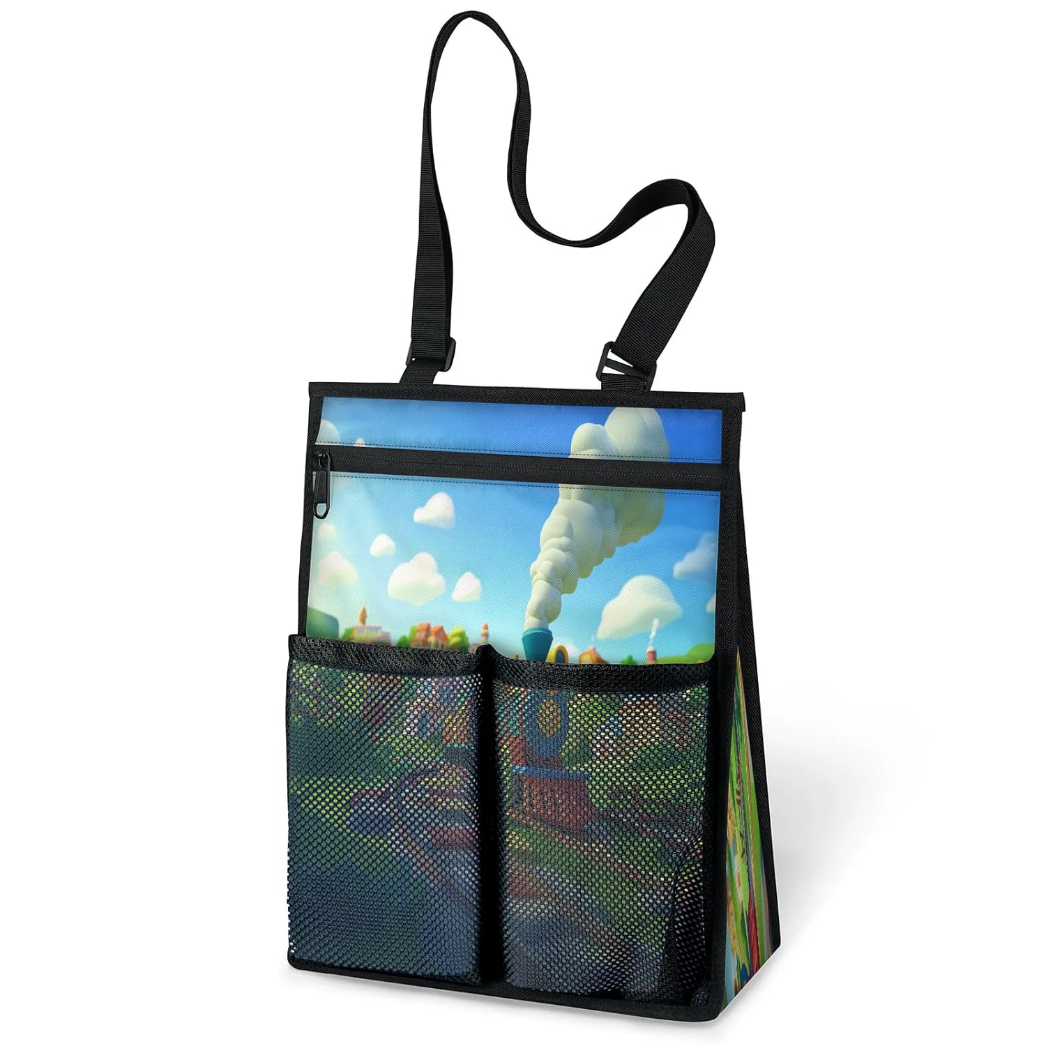 Ourtheme Cute Cartoon Train Portable Shower Bag for Travel Gym Camp Beach Tote Shower Caddy Bags Hanging Toiletry