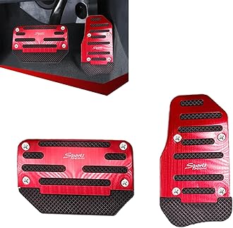 2 PCS Car Non-Slip Pedal Pads Set, Accelerator Pedal Covers, Car Brake Pedal Protectors, Automatic Automobile Accessories, Universal for Most Cars, Trucks and Vans (Red #XB-373)