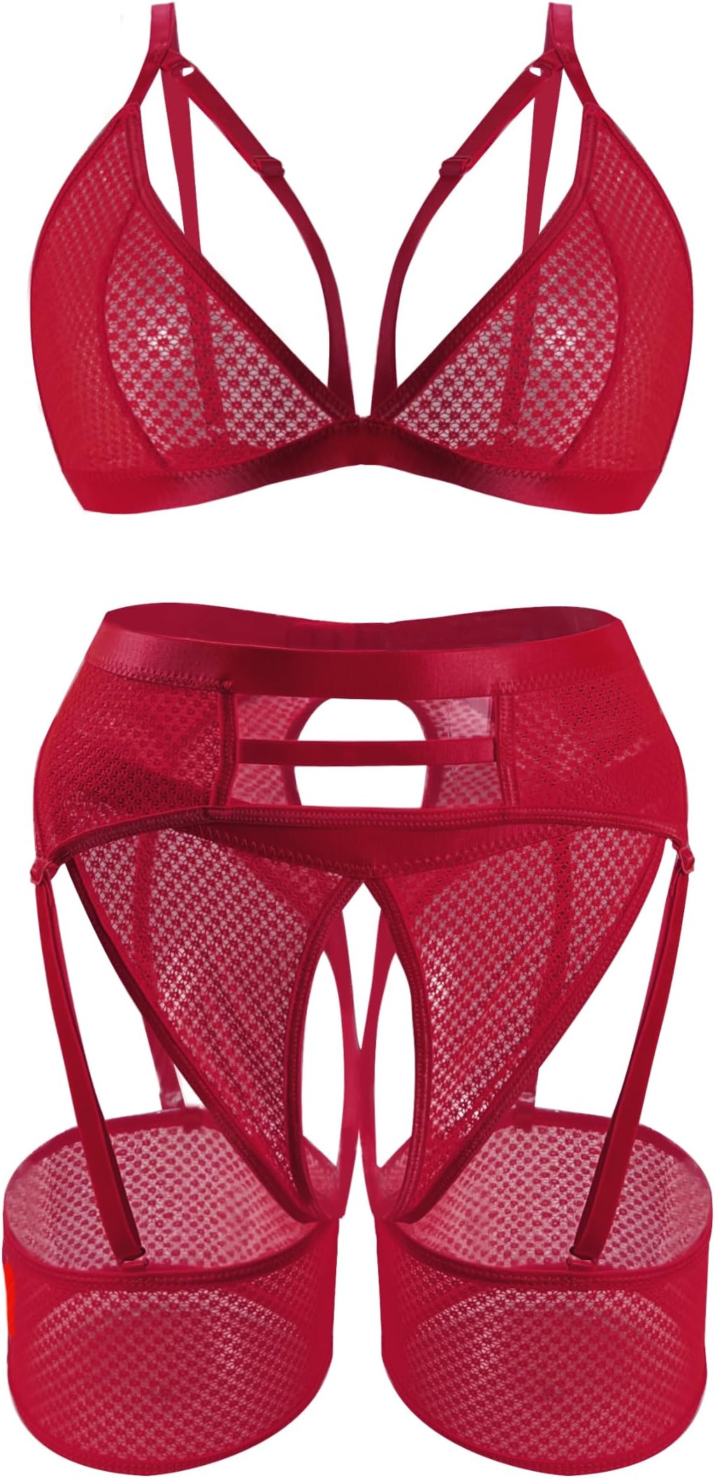 popiv4 Piece Garter Lingerie for Women, Sexy Cutout Lingerie, Mesh Matching Lingerie Set