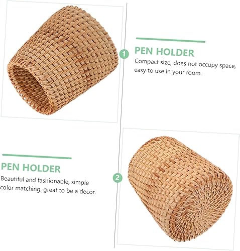 Miniatura 9 de GRIRIW Tubo de almacenamiento de ratán para decoración de mesa de madera, lápiz de madera, decoración de madera, macetas para plantas de interior,