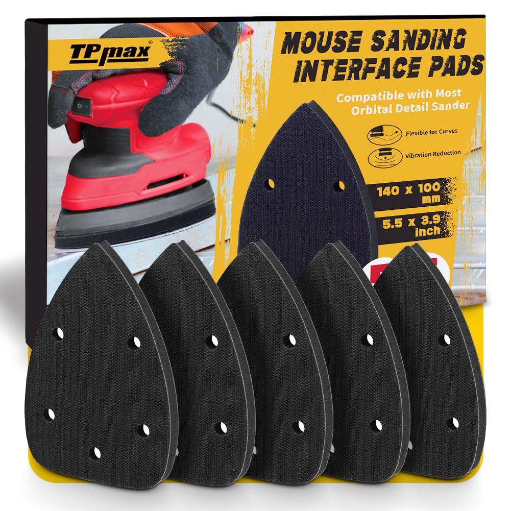 5 Pack Mouse Detail Sanding Pads Hook & Loop Sponge Interface Pads