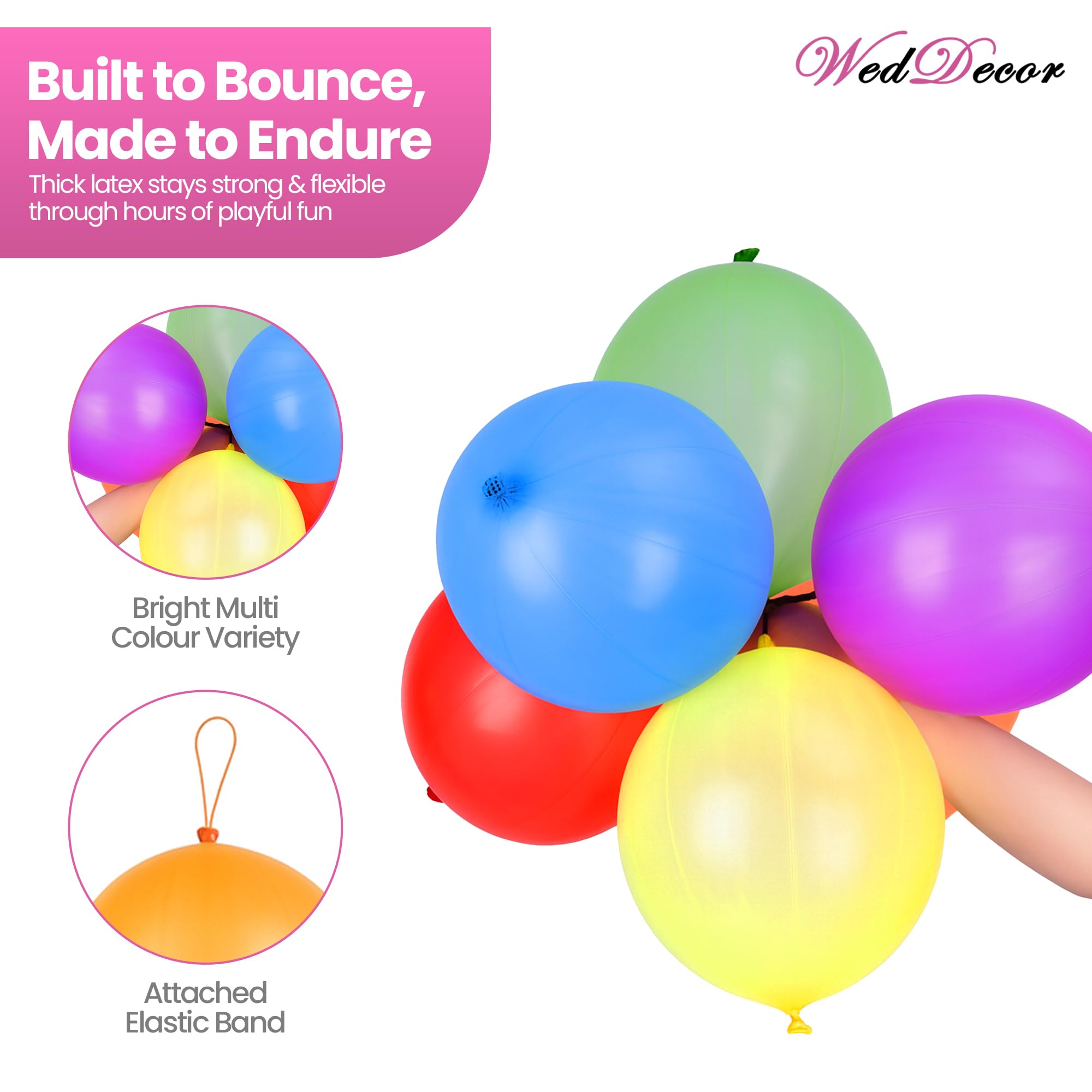 Weddecor Duże balony dziurkowane, różne kolory, z elastycznymi taśmami, materiał lateksowy na przyjęcia urodzinowe dla dzieci, funkcje dla dzieci, dekoracja ślubna, 30 cm, 250 szt