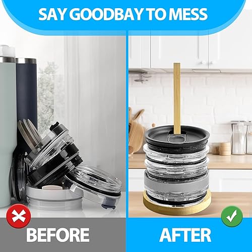 Miniatura 4 de UWSTE Organización de la tapa del vaso, diseño que ahorra espacio, almacenamiento vertical delgado para hasta 10 tapas, organización de armarios de