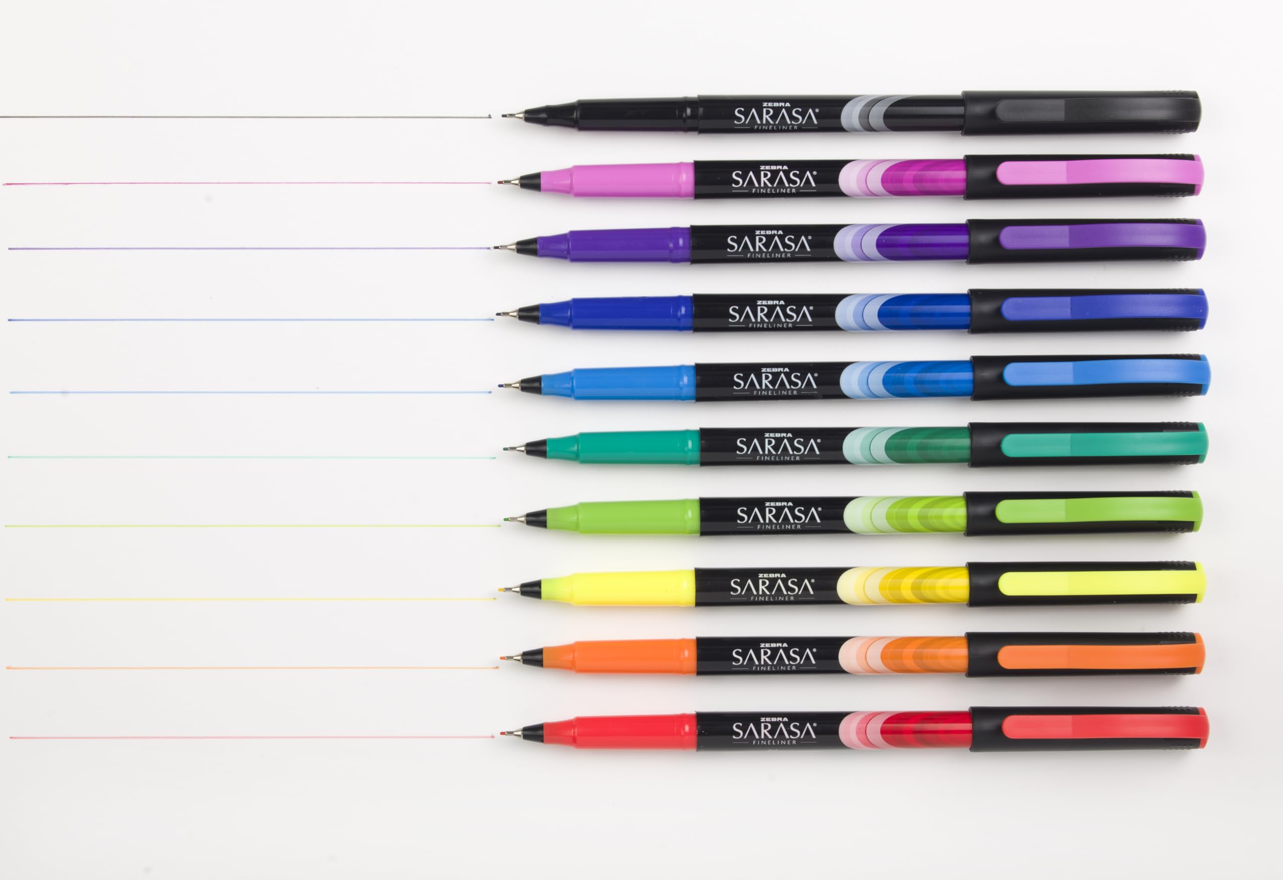 Zebra Sarasa Fine Felt Pen, 0.8mm, Assorted Ink Colors, 10-Count