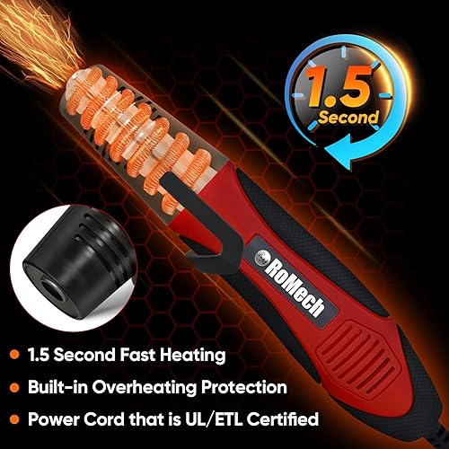 Miniatura 3 de ROMECH Pistola de calor de 350 W con 2 boquillas, pistola de calor de doble temperatura de 400 F a 660 F, pistola de aire caliente de calor rápido