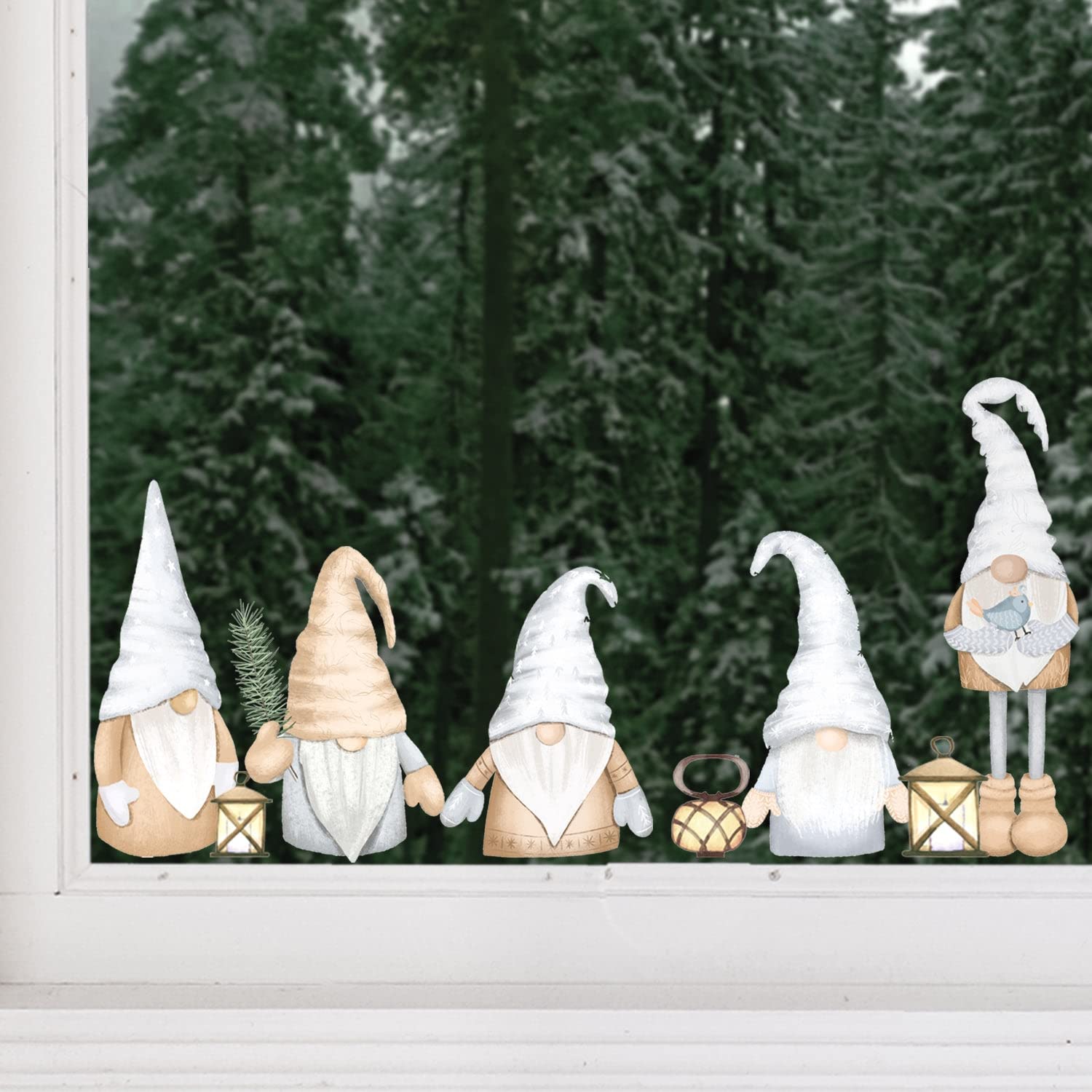 Dizzy Duck Designs Multicolor (Red And Green) Dizzy Duck 5 Christmas Gonk Window Stickers Decal Cling Xmas Gnome Decoration - Medium