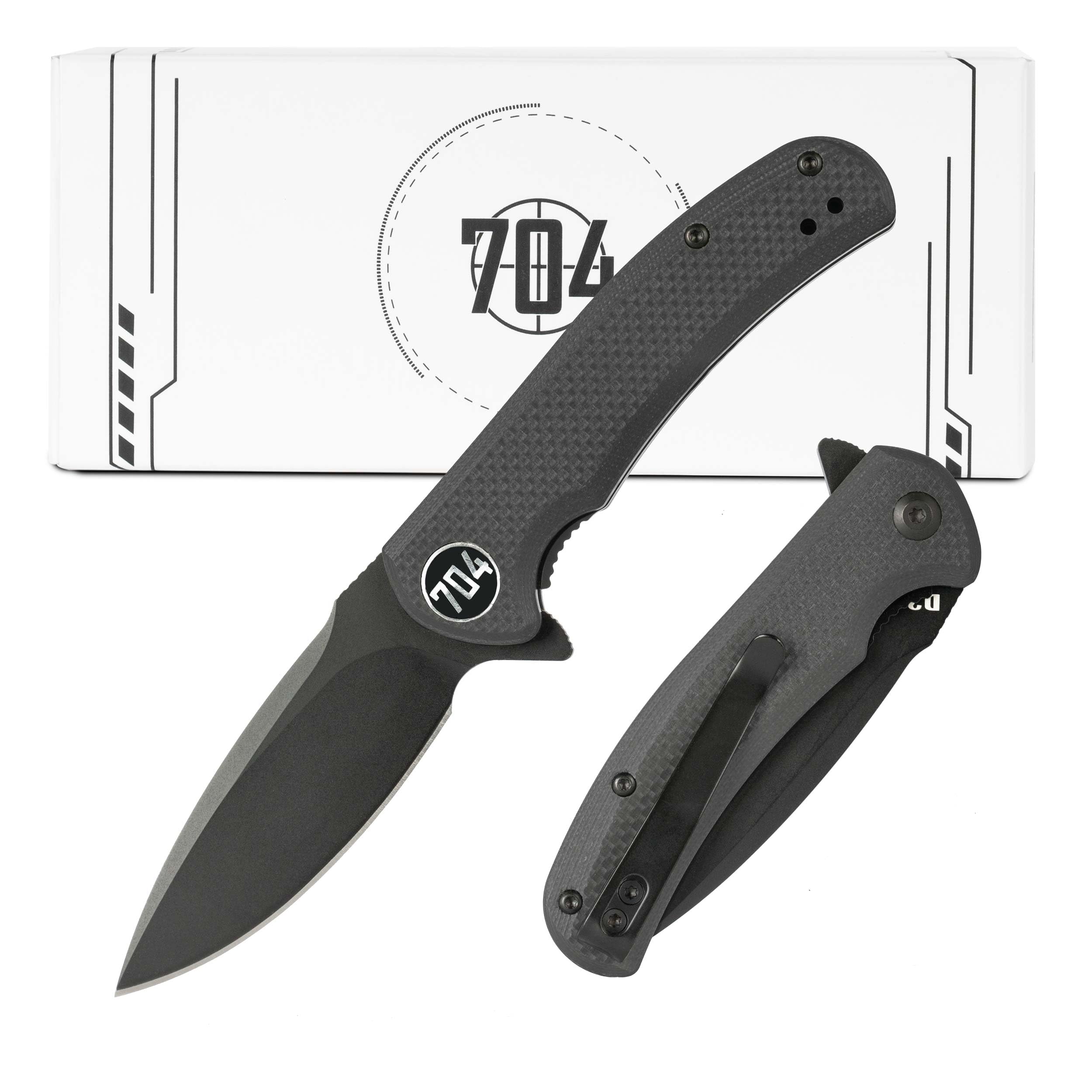 704 GearUrban Ranger Lite EDC Folding Pocket Knife | Compact 2.91" Blade, D2 Steel, G10 Handle, Reversible Pocket Clip | Black