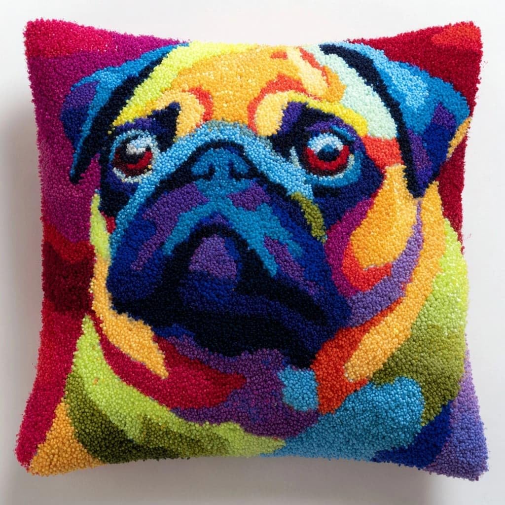 Henypt Latch Hook Pillow Case Kits, Dog