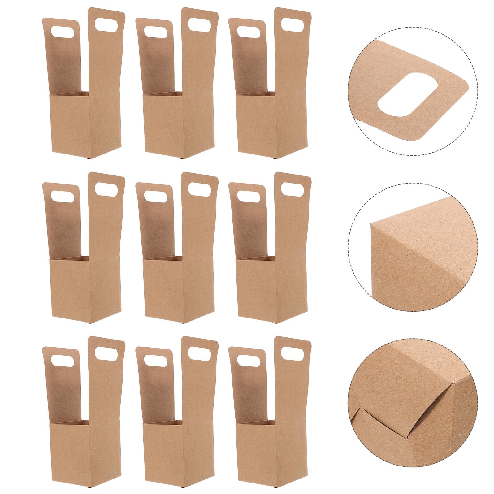 Portavasos Desechable Bandeja Plegable con Asa de Papel Kraft Resistente para 30 Vasos para Transporte Seguro de Bebidas y Té para Llevar en Desplazamientos Diarios