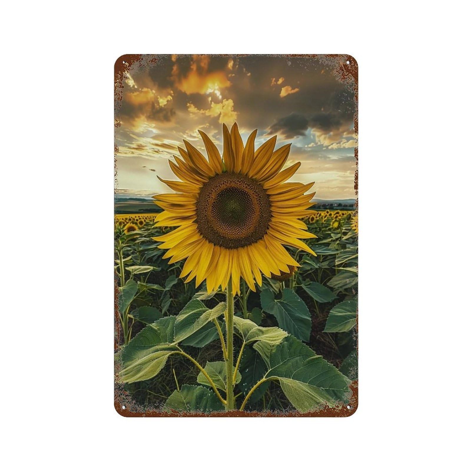 YHGERTKU Dramatic Stormy Meadow Vibrant Yellow Bloom Scene 01 Wall Art Retro Iron Vintage Metal Tin Sign Poster Modern Decor for Living Rooms Gift 30x20cm