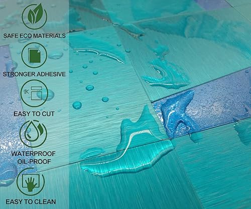 Miniatura 4 de XUANINY Azulejos de metal para salpicaduras de despegar y pegar, mosaico de aluminio autoadhesivo 3D para cocina, baño, decoración gris cepillado
