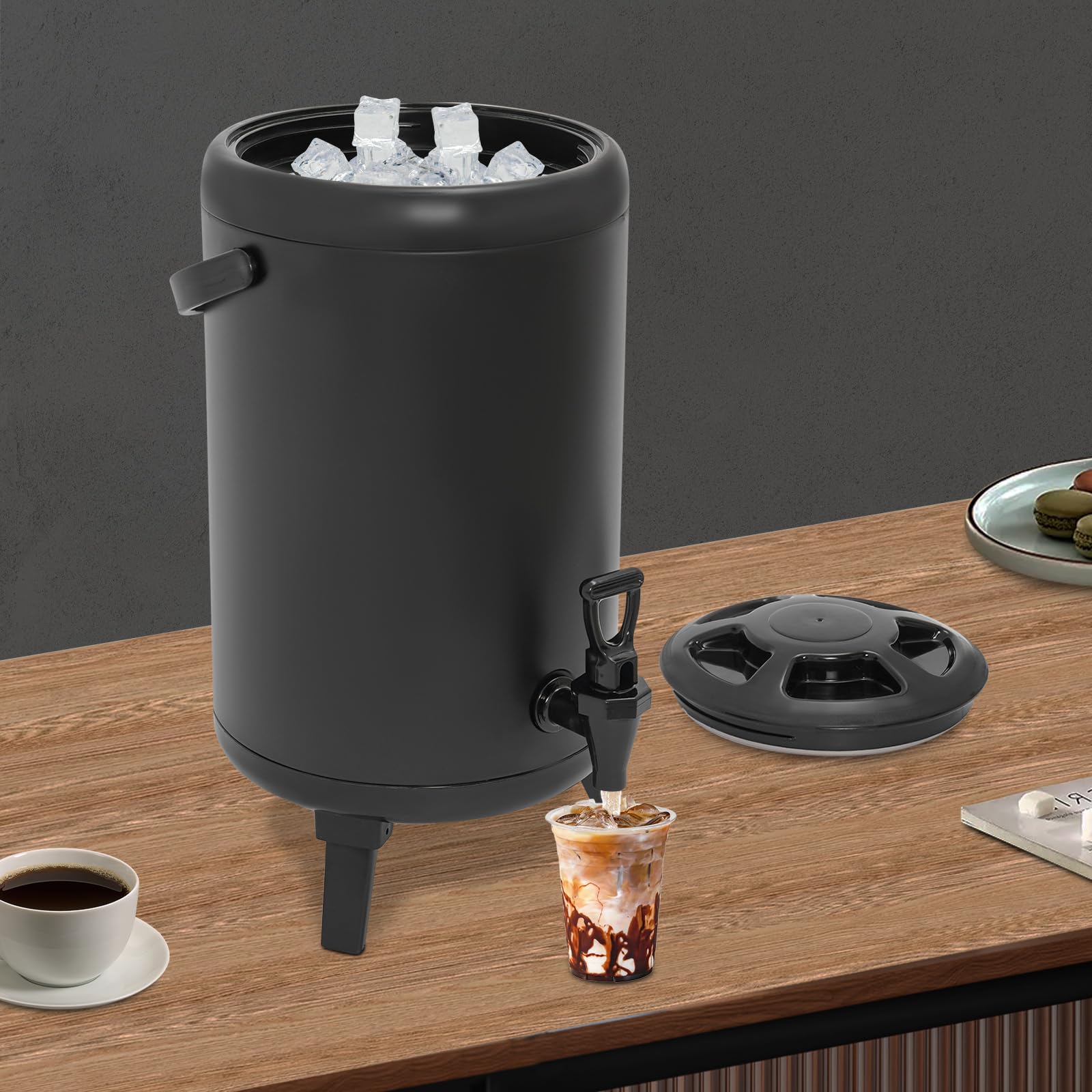 Distributore di bevande calde con rubinetto, dispenser isolato in acciaio inox, 10 l, distributore di bevande calde isolato, per caffè, cioccolato, tè al latte, succhi di frutta, per famiglie uffici